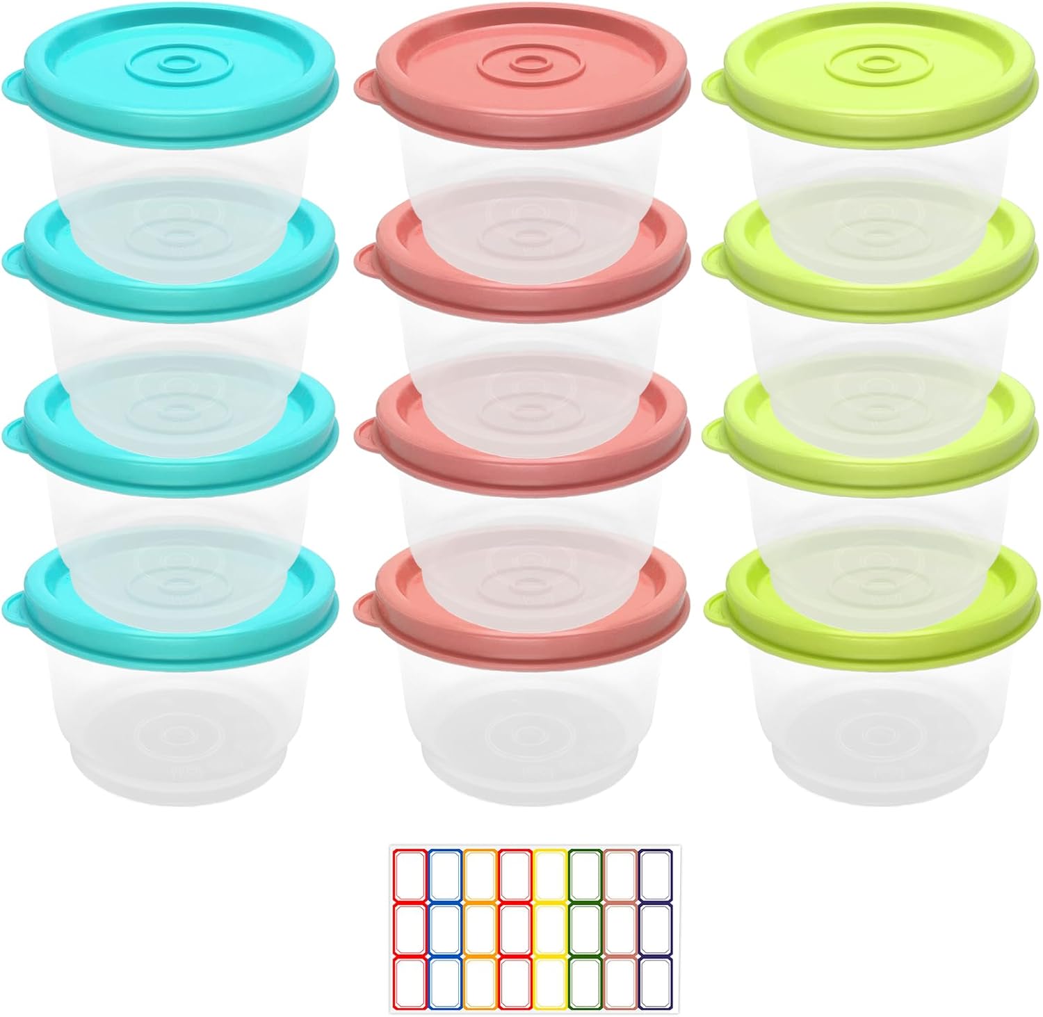 TOPBELIEF 12PCS Snack Pots Small Containers with Lids Sauce Pots Salad Dressing Pots Round Food Containers Reusable Deli Containers Snack Containers for Lunch Yoghurt Sauce Snacks Freezer Safe 160ML-0