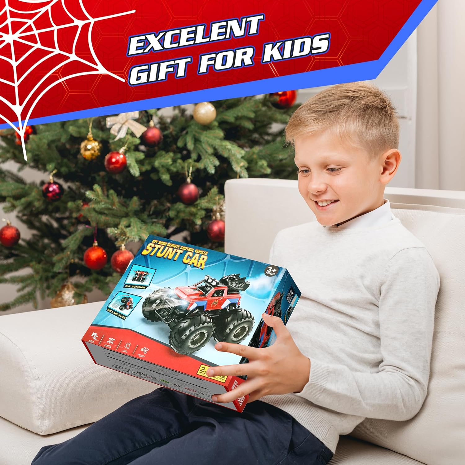 Calantre Spider Remote Control car 2.4GHZ 4WD Off-Road Racing Spray Remote Control car 2 Rechargeable Batteries 1:16 for 6-12 Years Old Boys and Girls Birthday Gifts-6