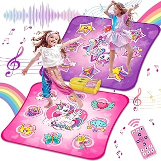 VATOS Dance Mat Toys for Girls - 4 Game Modes & 9 Challenge Levels with Adjustable Volume | Music Play Mat Birthday Gifts for Kids Ages 3 4 5 6 7 8 9+ Years Olds