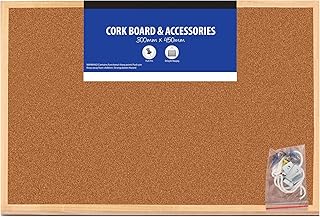 45x30cm Cork Board | Pin Notice |Office Memo School with Push Pins Board | Wooden Natural Frame Board