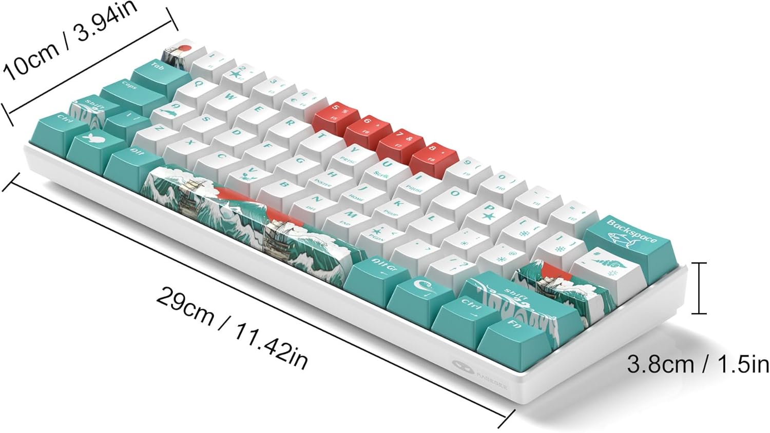 MageGee MK-STAR61 60% Mechanical Keyboard UK Layout, Hot-Swappable RGB Compact Wired Gaming Keyboard with 5-Sided Dyed Keycaps, Pre-Lubed Switches, EVA Silencer Foam, NKRO for Mac/Win (Waves)-7