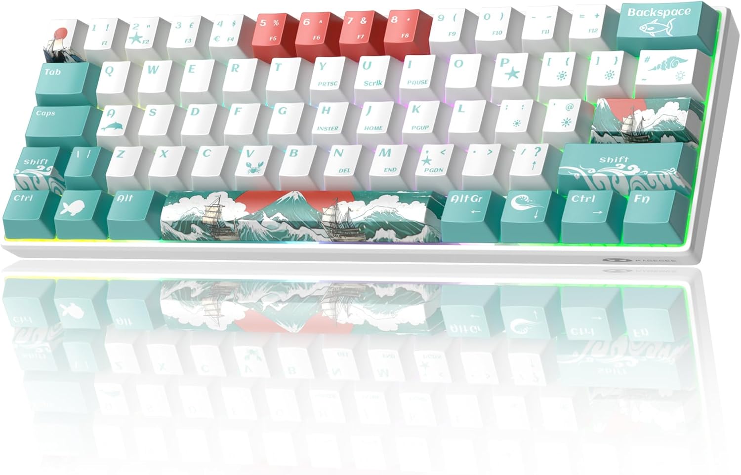 MageGee MK-STAR61 60% Mechanical Keyboard UK Layout, Hot-Swappable RGB Compact Wired Gaming Keyboard with 5-Sided Dyed Keycaps, Pre-Lubed Switches, EVA Silencer Foam, NKRO for Mac/Win (Waves)-8