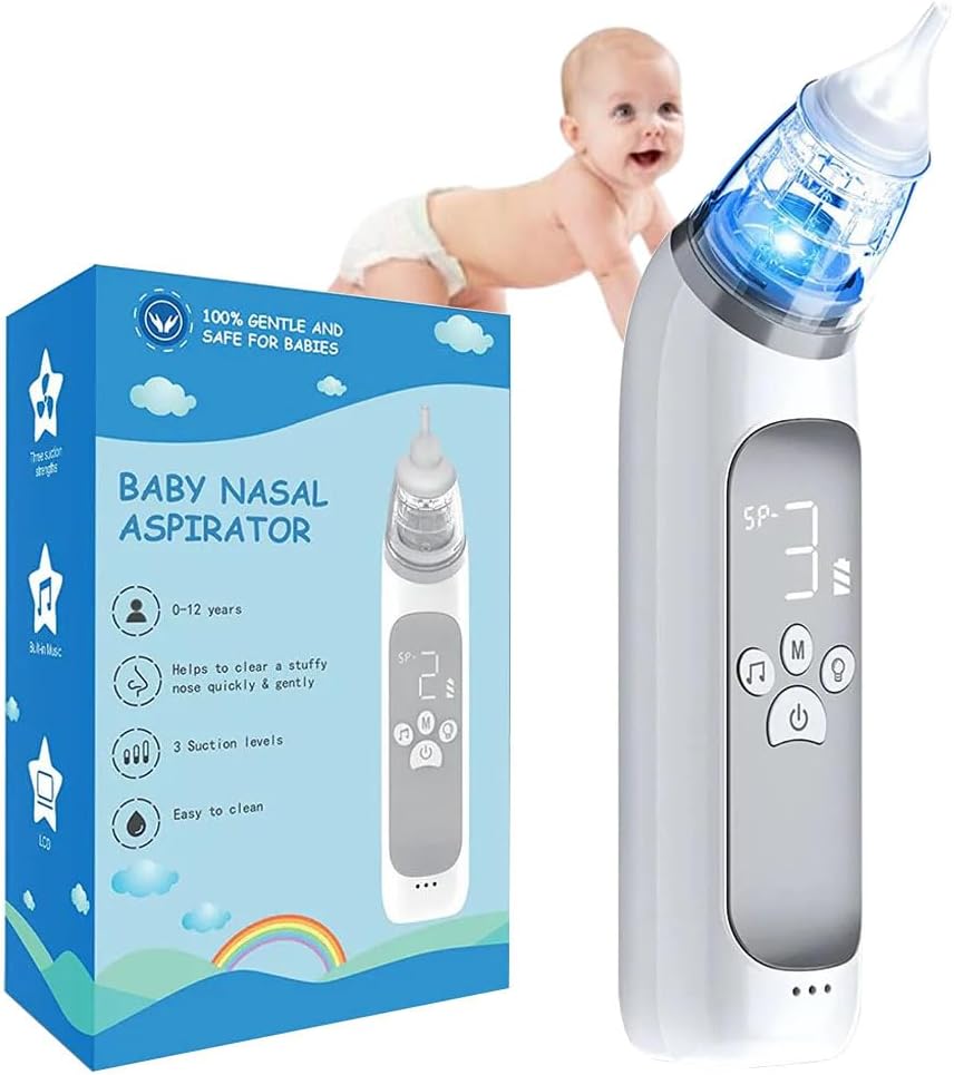 Fengcare Infant Nasal Aspirator Baby, Electric Long Lasting USB Rechargeable Baby Nose Suckers with 3 Suction Levels, Portable Baby Snot Nose Unlocker, Baby Nose Cleaner for Newborns Toddlers-0