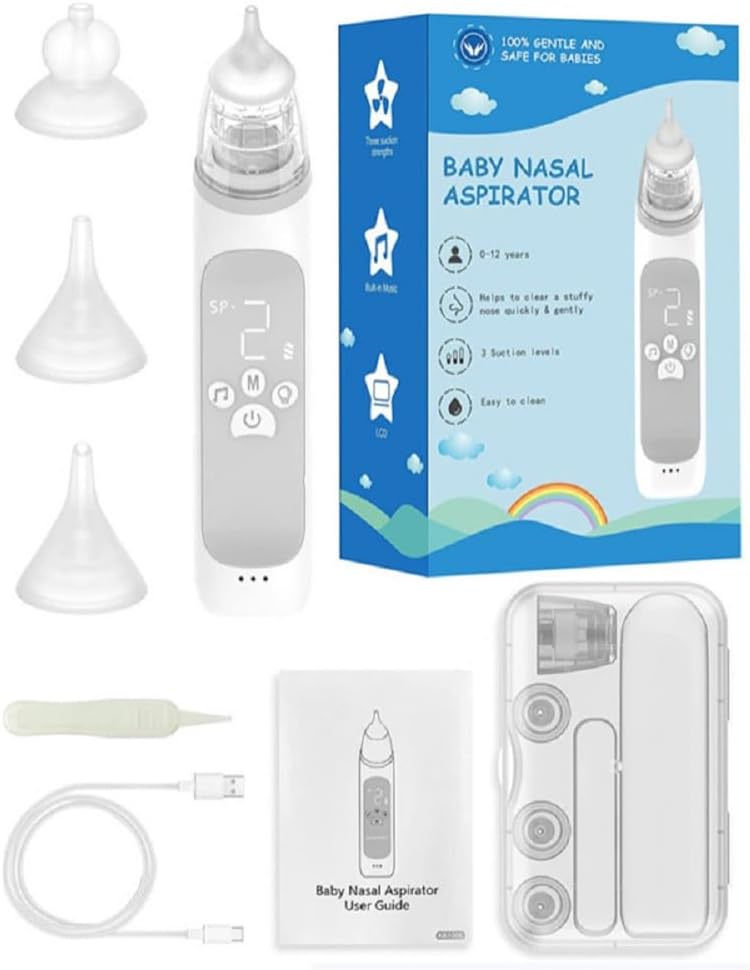 Fengcare Infant Nasal Aspirator Baby, Electric Long Lasting USB Rechargeable Baby Nose Suckers with 3 Suction Levels, Portable Baby Snot Nose Unlocker, Baby Nose Cleaner for Newborns Toddlers-6