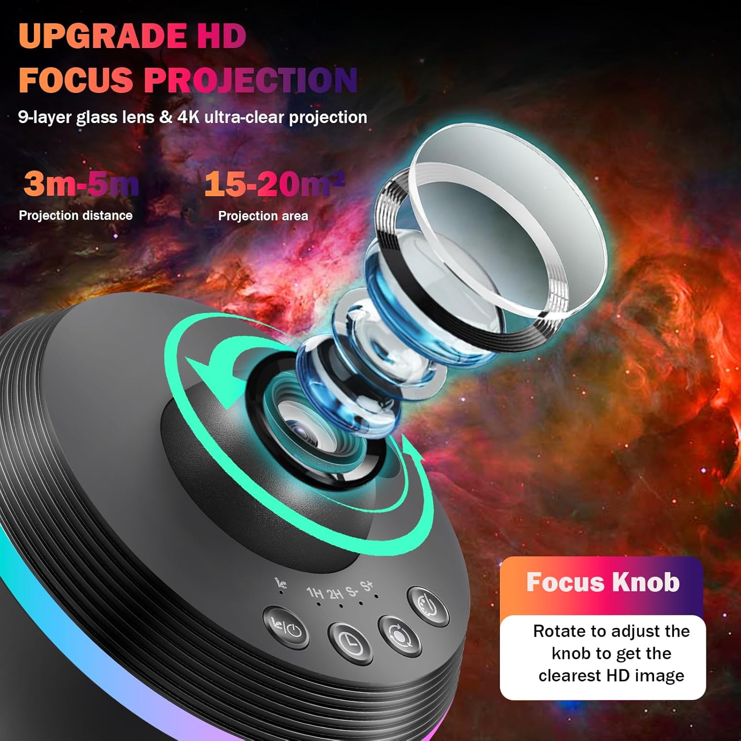 Galaxy Projector 13 in 1 Planetarium Star Projector Night Sky Projector Skylight Nebula Projector Night Light Lamp Projector with Solar System, Moon, Dinosaur, Nebular for Kids Adults, with Timer-3