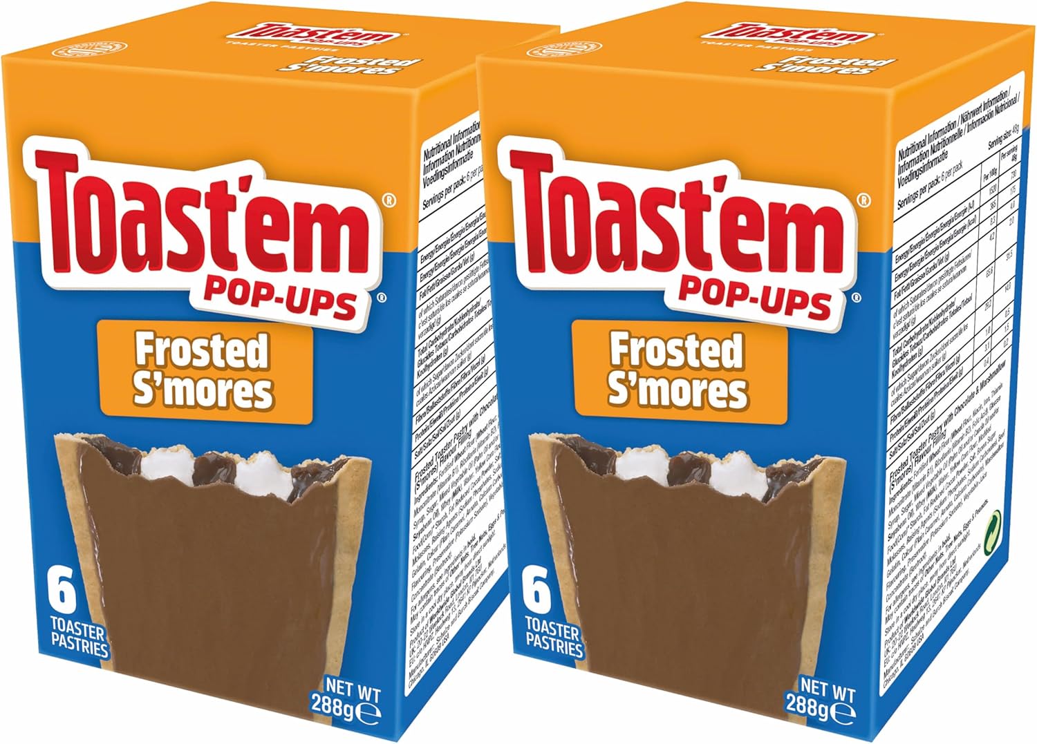 Toast'em Pop-Ups Frosted Smores 288g x 2 Packs | 6 Toaster Pastries per Box | Toaster Pastries | American | Similar to Pop Tarts-0