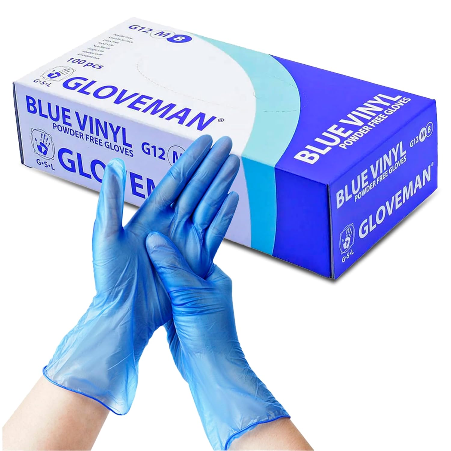 K-MART Gloveman Blue Vinyl Disposable Gloves (Box of 100) (Large)-0