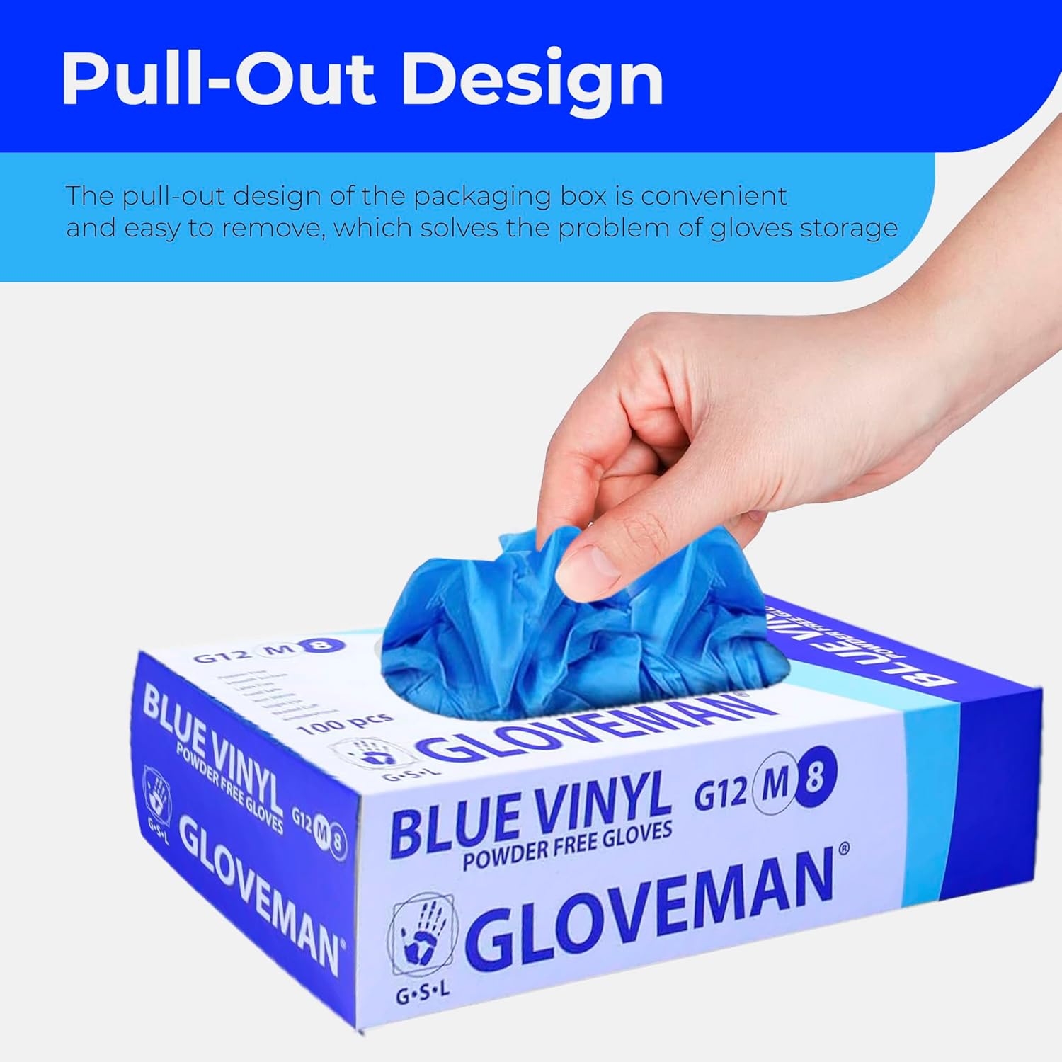 K-MART Gloveman Blue Vinyl Disposable Gloves (Box of 100) (Large)-2