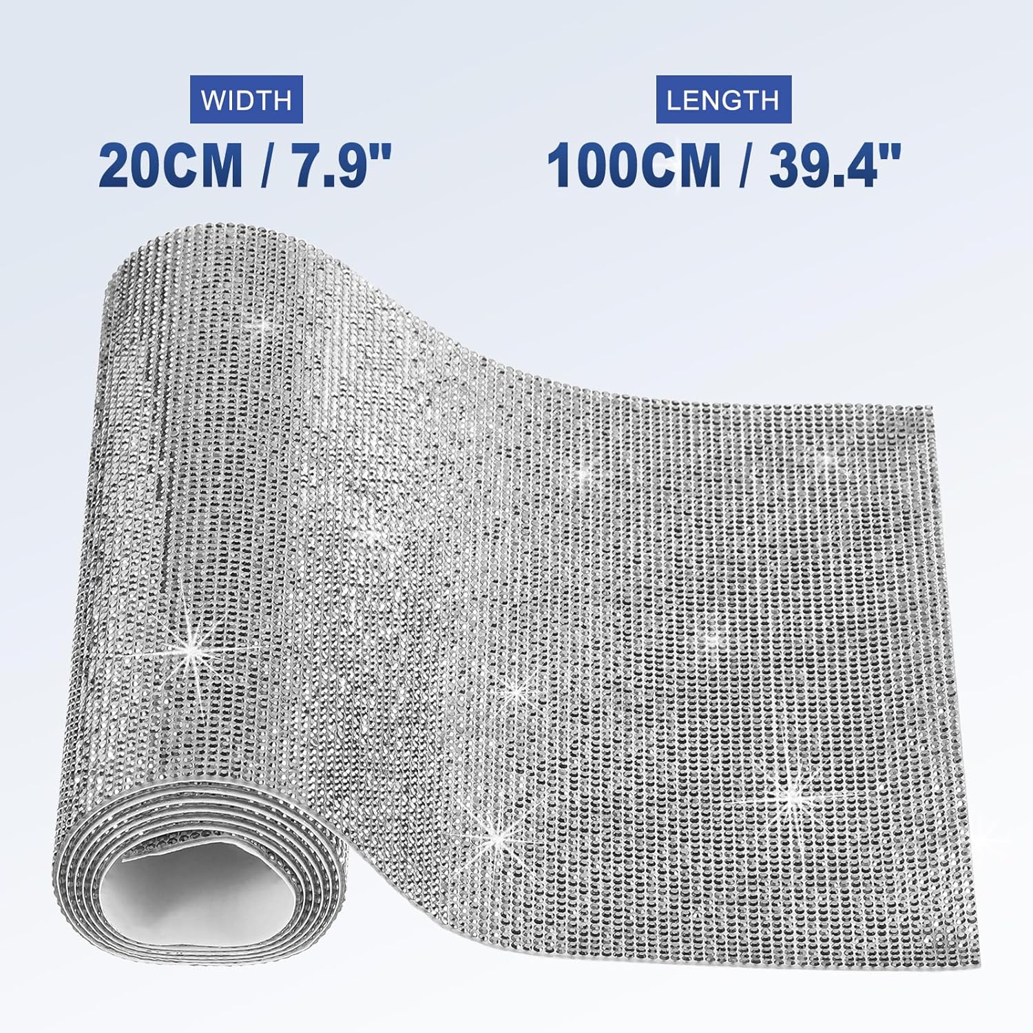 sourcing map 40500 Pcs Bling Crystal Rhinestone Sheet Self-Adhesive Rhinestone Diamond Gems Sticker 39.4 x 7.9 Inch DIY Car Decoration Sticker for DIY Car Phone Clothing Craft Grey-1