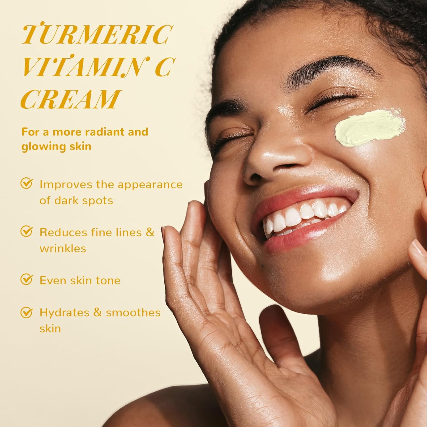 ANAiRUi Turmeric Vitamin C Face Cream, Moisturising Collagen Face Cream for Dry Skin, Daily Used Turmeric Vit C Facial Cream for Dark Spots, Wrinkles, Anti-Ageing, Even Skin Tone 50g-6