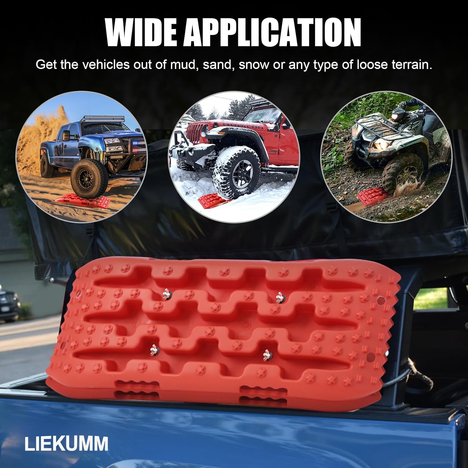 LIEKUMM Traction Boards, Recovery Boards with 7 Tonnes Capacity, 69 x 27.5x 6 cm Recovery Tracks for Cars, SUVs, Trucks, ATVs, UTVs, Heavy Duty Off-road Traction Tracks for Sand, Mud, Snow,2PCS-5