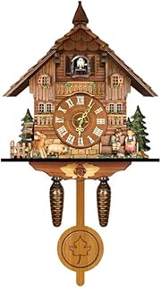 Felenny Cuckoo Clock Wooden Cuckoo Clock Ornament Vintage Wall Clock with Pendulum Vintage Battery Operated Cuckoo Clock for Home Cafe Restaurant