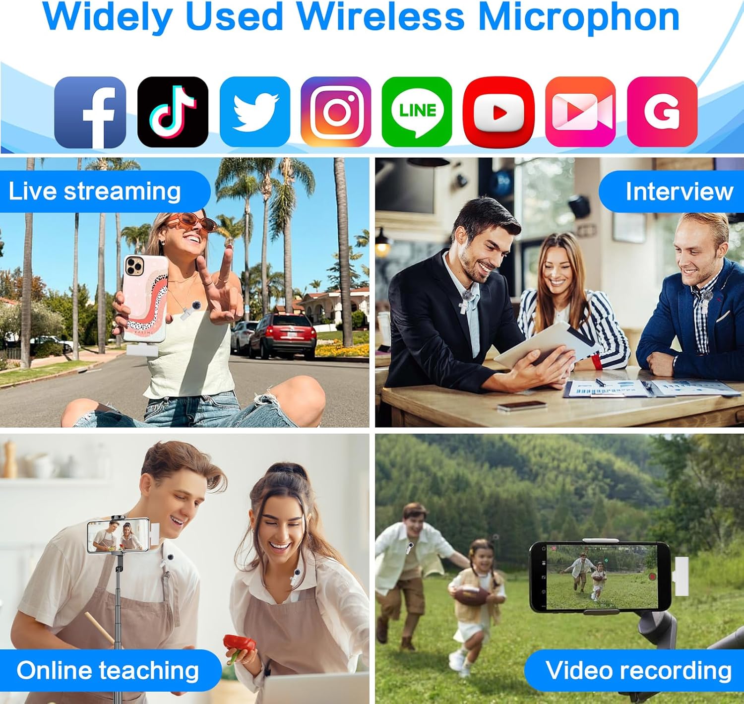 OSA Lavalier Wireless Mobile Microphone for iPhone Video Recording, Wireless Microphone for YouTube/Interview/Vlog, For iPhone Wireless Recording Microphone 2 Pack (For iPhone 14 and Below) White-6