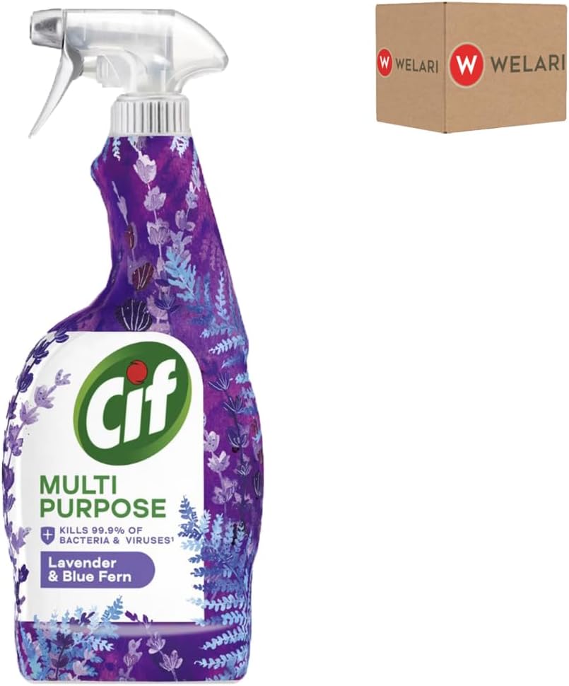 Cif Multipurpose Spray Lavender Blue Fern 750ml pack of 1 Antiseptic Hygiene Surface Kitchen Bathroom Cleaner Disinfectant with Welari Thank You Card | (1pack) (750ml)-3