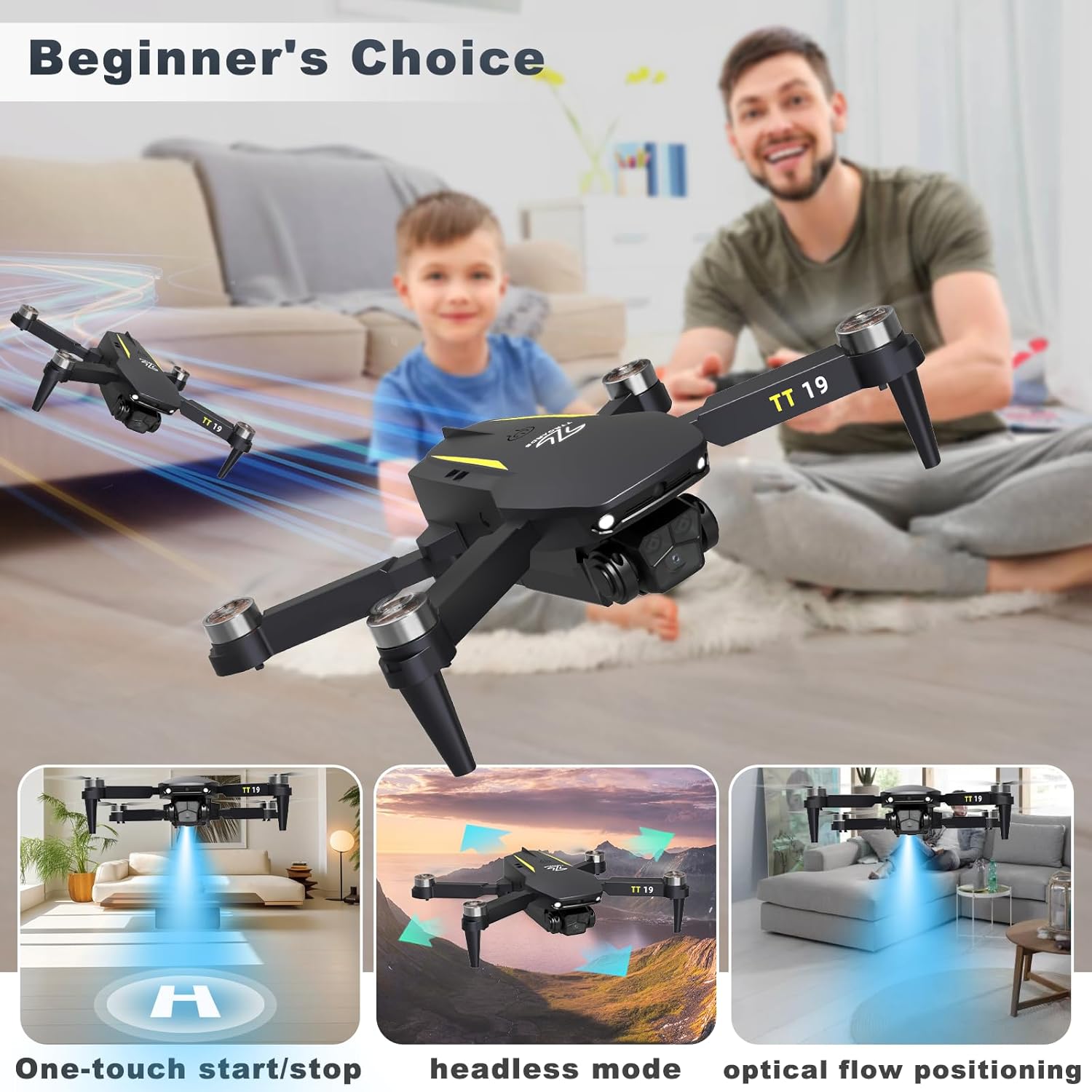 19 Brushless Motor Drone with Camera for Adults obstacle avoidance function 2.4g Adjustable Lens Wind protection level4 One Touch Takeoff/Landing Altitude 40KM/H Hold Mini Foldable Drone RC Quadcopter-3