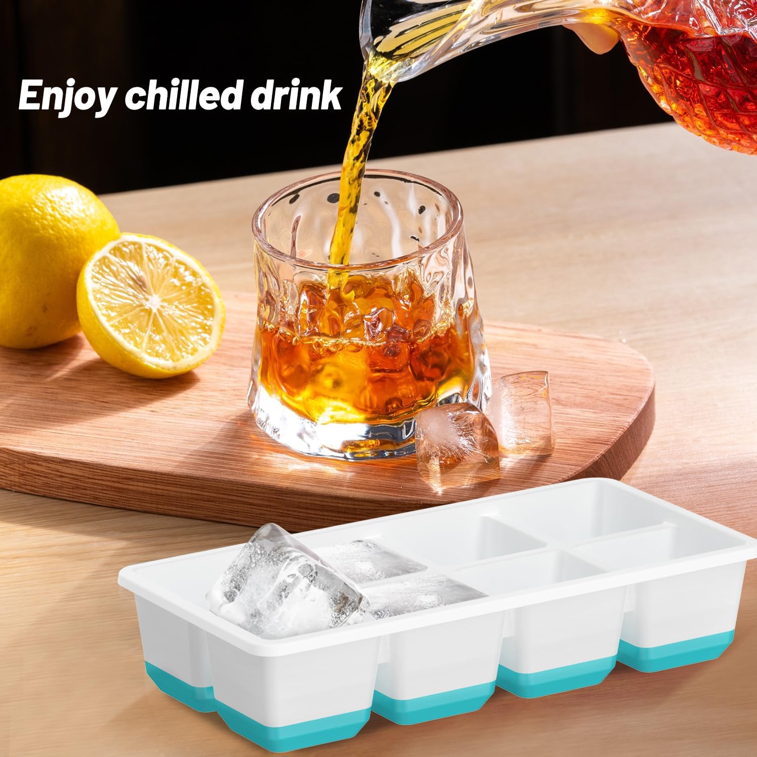 VEHHE Ice Cube Tray with Lid, Large Ice Cube Moulds for 24 Ice Cubes, Flexible Silicone Ice Cube Tray Easy Release, 3pcs Easy Stack Reusable Ice Trays for Freezer, for Whisky, Cocktails, Drinks-5