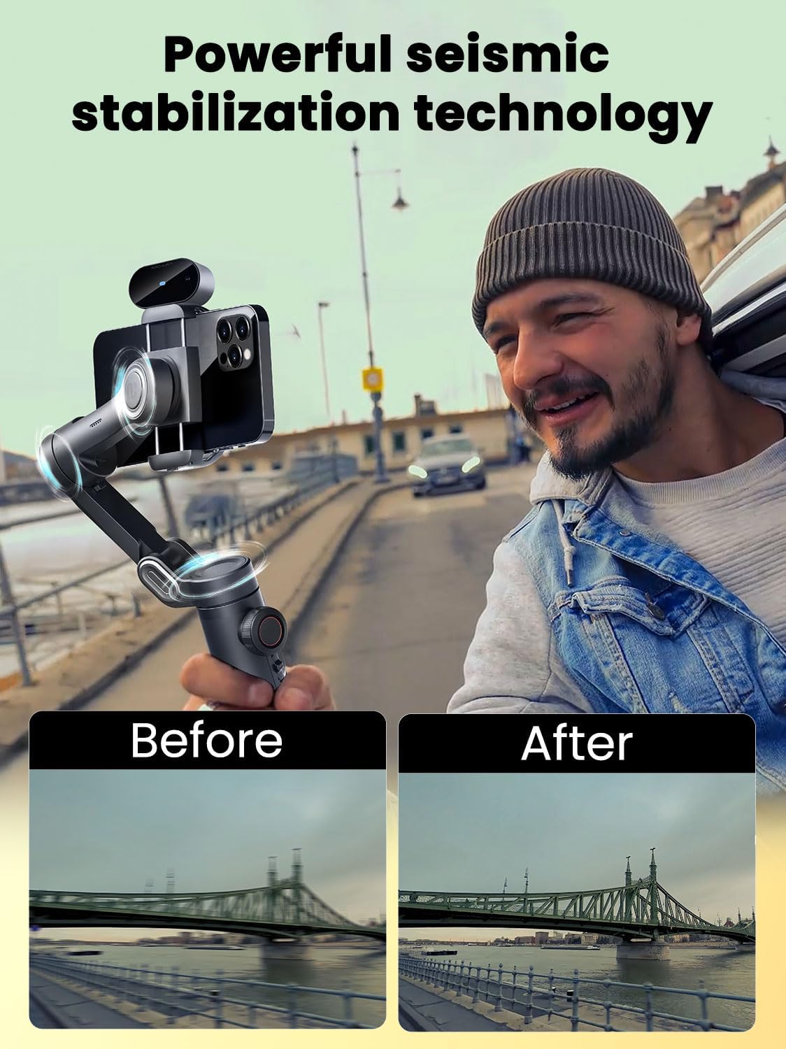 XE AI Version, Gimbal Stabilizer for Smartphone, NO APP AI Tracking, gesture control, Inception gimbal with TikTok YouTube, 3-Axis Foldable gimbal stabilizer for iphone& Android-3