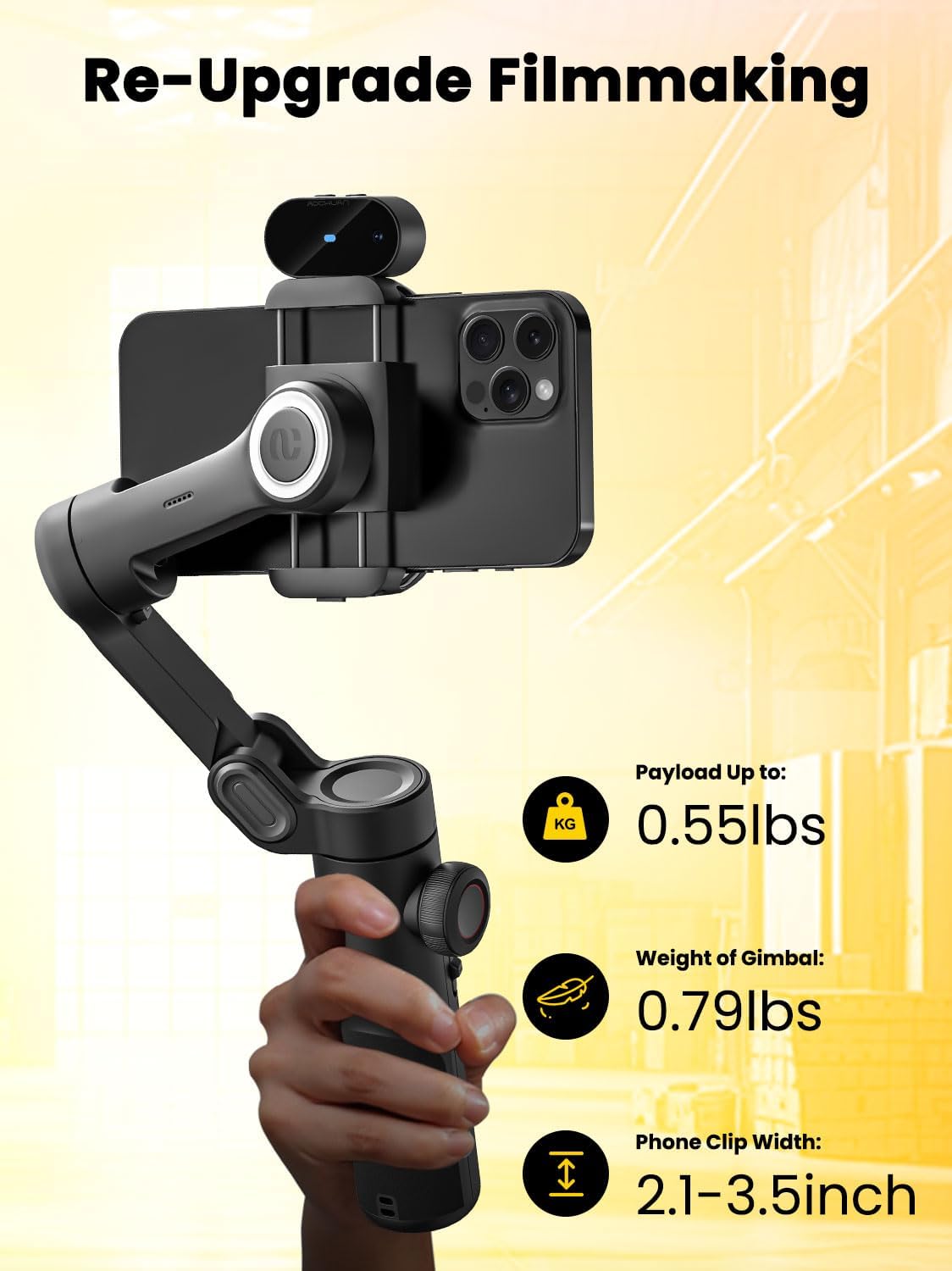 XE AI Version, Gimbal Stabilizer for Smartphone, NO APP AI Tracking, gesture control, Inception gimbal with TikTok YouTube, 3-Axis Foldable gimbal stabilizer for iphone& Android-5