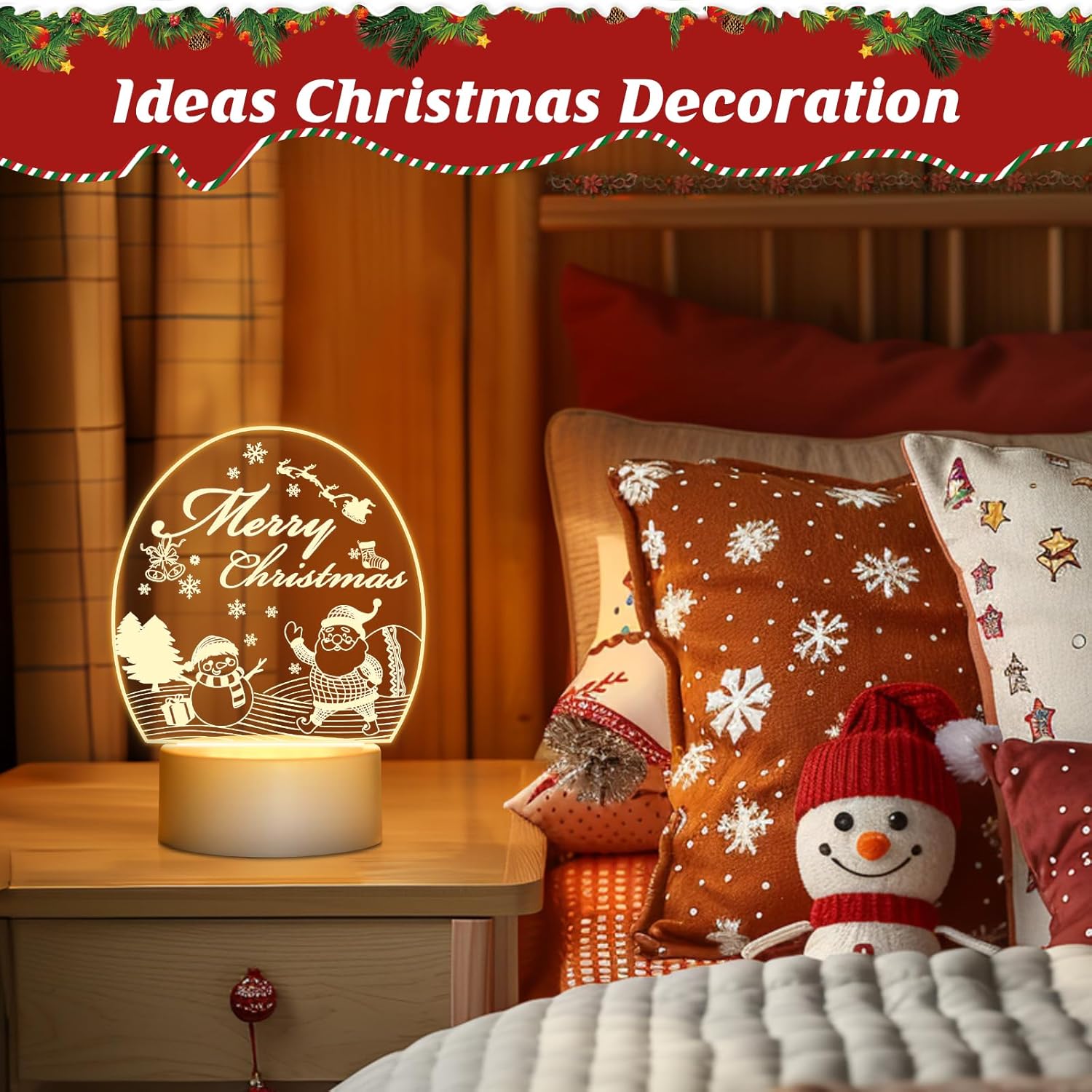 Linkax Christmas Gifts for Women Men Boys Girls, Christmas Decorations Indoor Lights, Christmas Decor Ornament Night Lights Kids, Bedside Lamp Stocking Fillers for Christmas Party Home Bedroom-4