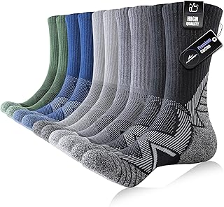 Niorasen Mens Socks, 5 Pair Cushion Comfortable Sport Crew Socks,Anti-Blister Wicking Breathable Hiking Socks, Performance Athletic Socks for Outdoor Tennis Trekking Walking Cycling Running