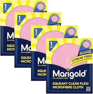 WOODZYCO Microfibre Cloth Bundle with 4x Marigold Squeaky Clean | Super Absorbent Cleaning Cloth - Includes Thank you card