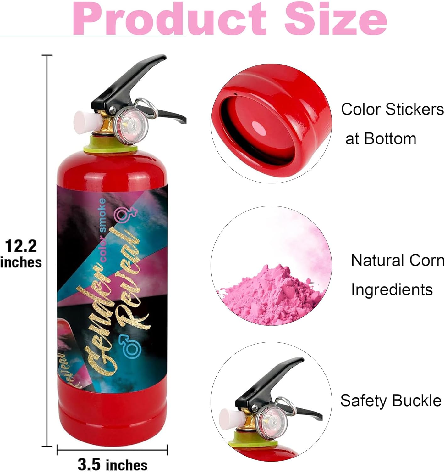 Gender Reveal Smoke Cannons, Pink Gender Reveal Fire Extinguisher Smoke Bombs, Party Supplies, Launches up to 26ft, Giant (1.3LB) for Celebrations, Festivals, and Parties, 2 Pack-1