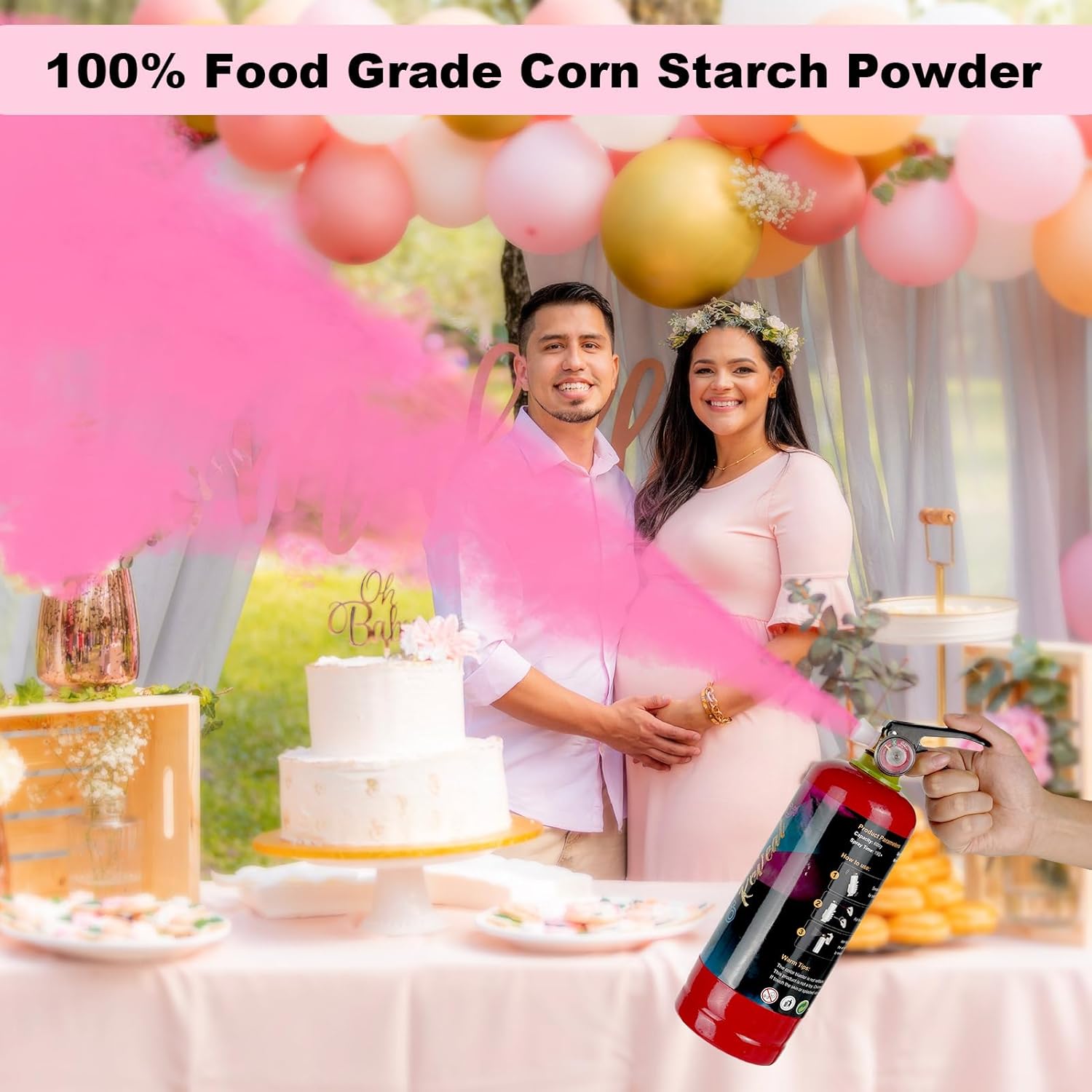 Gender Reveal Smoke Cannons, Pink Gender Reveal Fire Extinguisher Smoke Bombs, Party Supplies, Launches up to 26ft, Giant (1.3LB) for Celebrations, Festivals, and Parties, 2 Pack-4