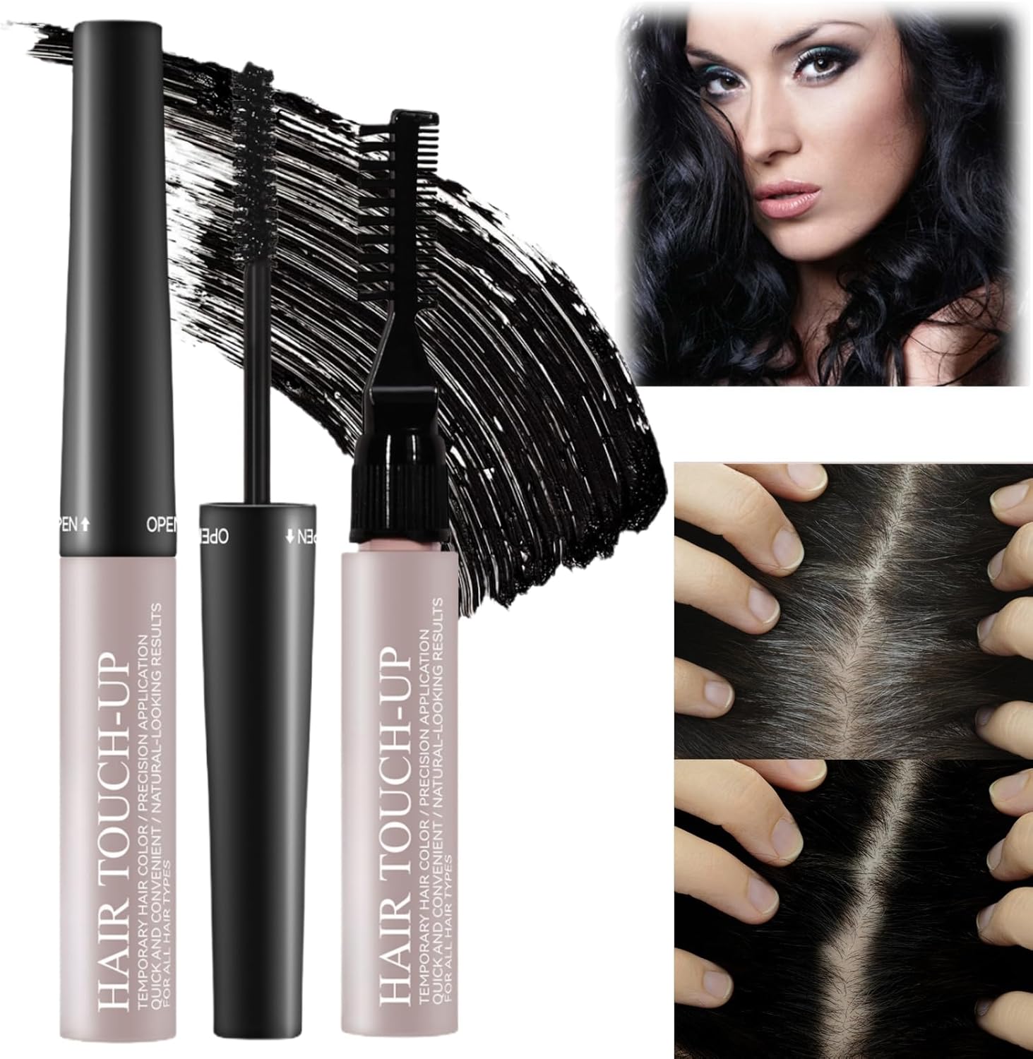 Root Touch Up Black,Grey Hair Cover Up,Hair Root Colour Touch Up,Semi-Permanent Hair Dye Temporary Brush on Colour,Grey Hair Cover Up,Hair Dye Spray,Touch Up Hair Dye,Hair Root Powder,Dark Hair Dye-0