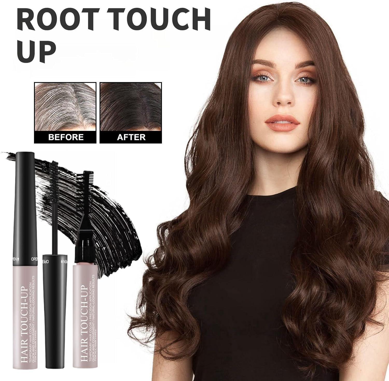 Root Touch Up Black,Grey Hair Cover Up,Hair Root Colour Touch Up,Semi-Permanent Hair Dye Temporary Brush on Colour,Grey Hair Cover Up,Hair Dye Spray,Touch Up Hair Dye,Hair Root Powder,Dark Hair Dye-7