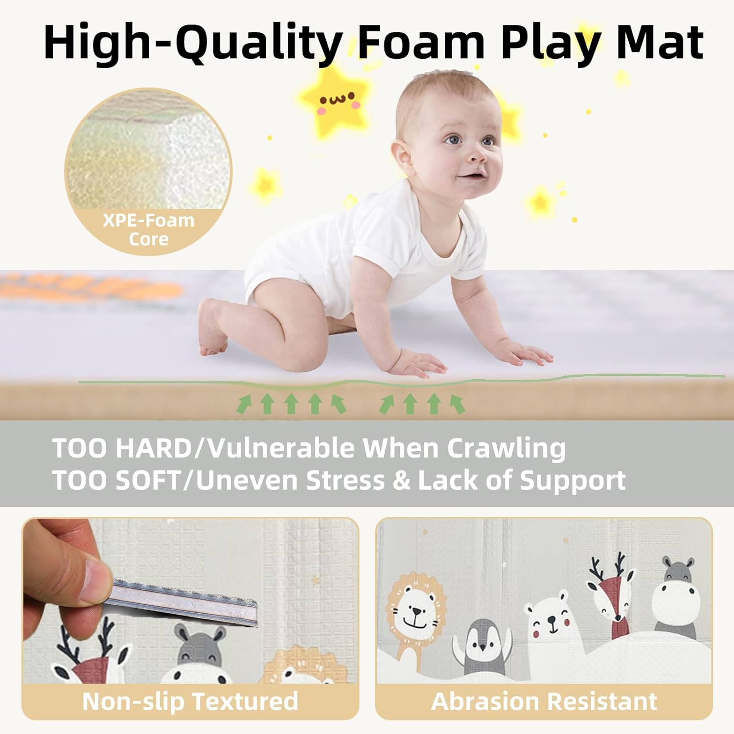 Foldable Play Mat, Play Mats for Floor, 150 x 180 x 1 cm Large Play Mat for Baby with Carry Bag, Waterproof XPE Foam Play Mat for Kids, Soft Folding Wipeable, Indoor Outdoor Playing Mat-2