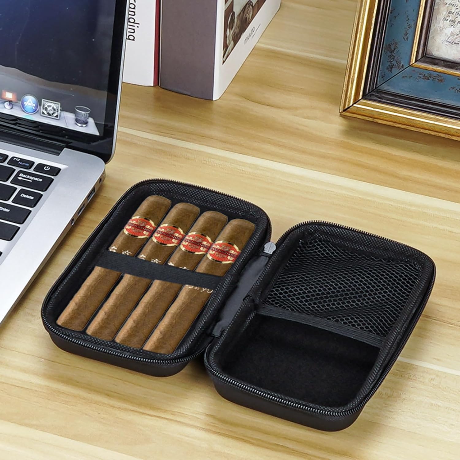 Linkidea Men Cigar Travel Humidor, Waterproof and Pressure-Proof Cigar Box, Cigar Accessories Travel Humidor Case for Outdoor (Black)-5