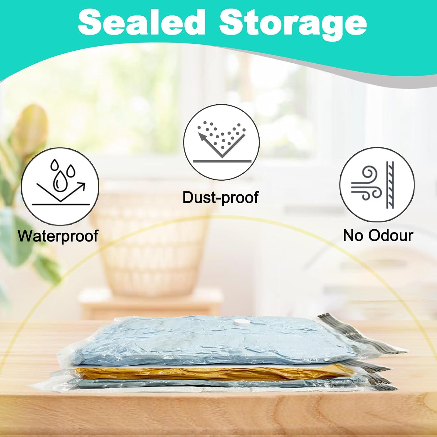 Space Saver Bags, Vacuum Storage Bags, 9 Combo Jumbo Airtight Compression Zipper Sealer Bags, Reusable Large Storage for Clothes Duvets Comforters Beddings Blankets and Pillows, Hand Pump Included-4