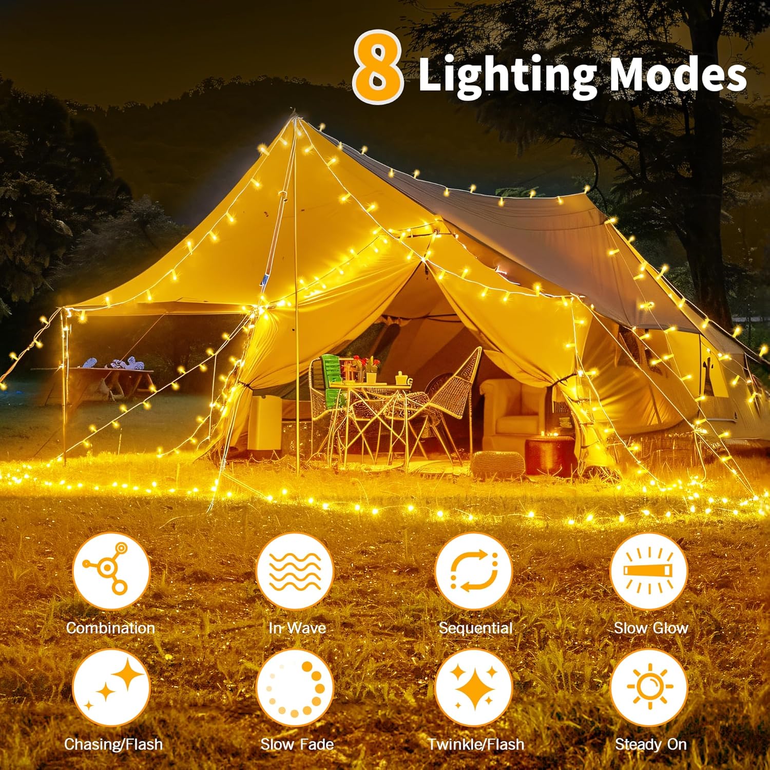 Auriostar Fairy Lights Battery Operated - 20m 200LEDs Christmas Battery Fairy Lights Indoor with 8 Modes Timer, IP44 Waterproof Outdoor String Lights Warm White for Garden/Bedroom/Camping/Gazebo/Tree-1