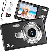 Digital Camera 1080P FHD Compact Camera 44MP Camera with 2.4" LCD Screen,16X Digital Zoom Simple Vlogging Camera Portable Digital Camera with 32gb SD Card for Kids Teen Students Beginner (Black)