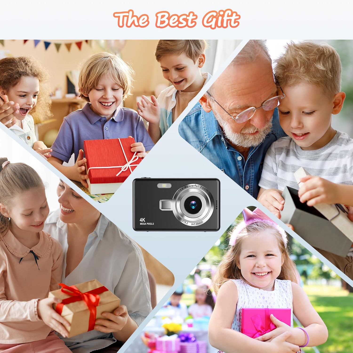 Digital Camera 1080P FHD Compact Camera 44MP Camera with 2.4" LCD Screen,16X Digital Zoom Simple Vlogging Camera Portable Digital Camera with 32gb SD Card for Kids Teen Students Beginner (Black)-6