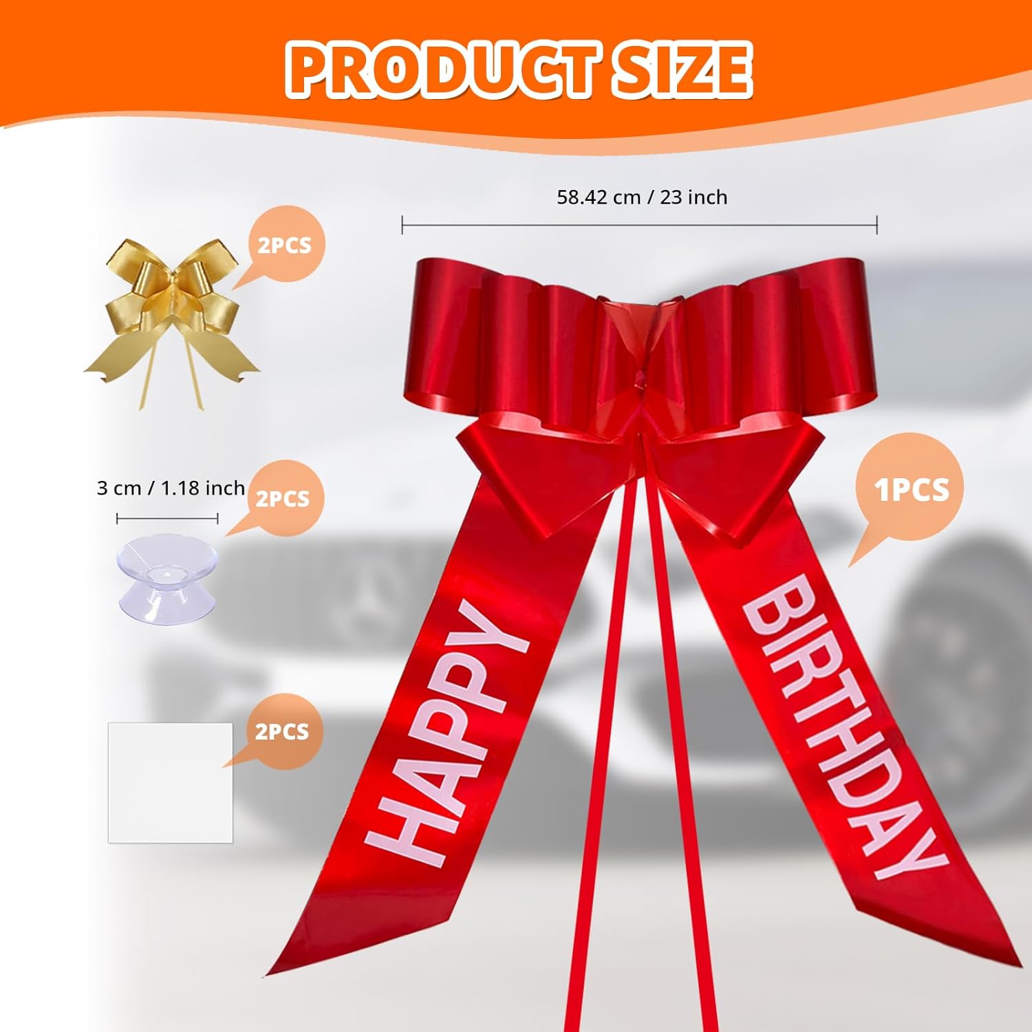 CYZBL Birthday Large Red Bow, Huge Presents Bows Decoration, Big Gift Wrapping Bow 23 Inches, Happy Birthday Gift Packaging Car Ribbon Bow, Butterfly Shape Gift Bow for Automotive-1