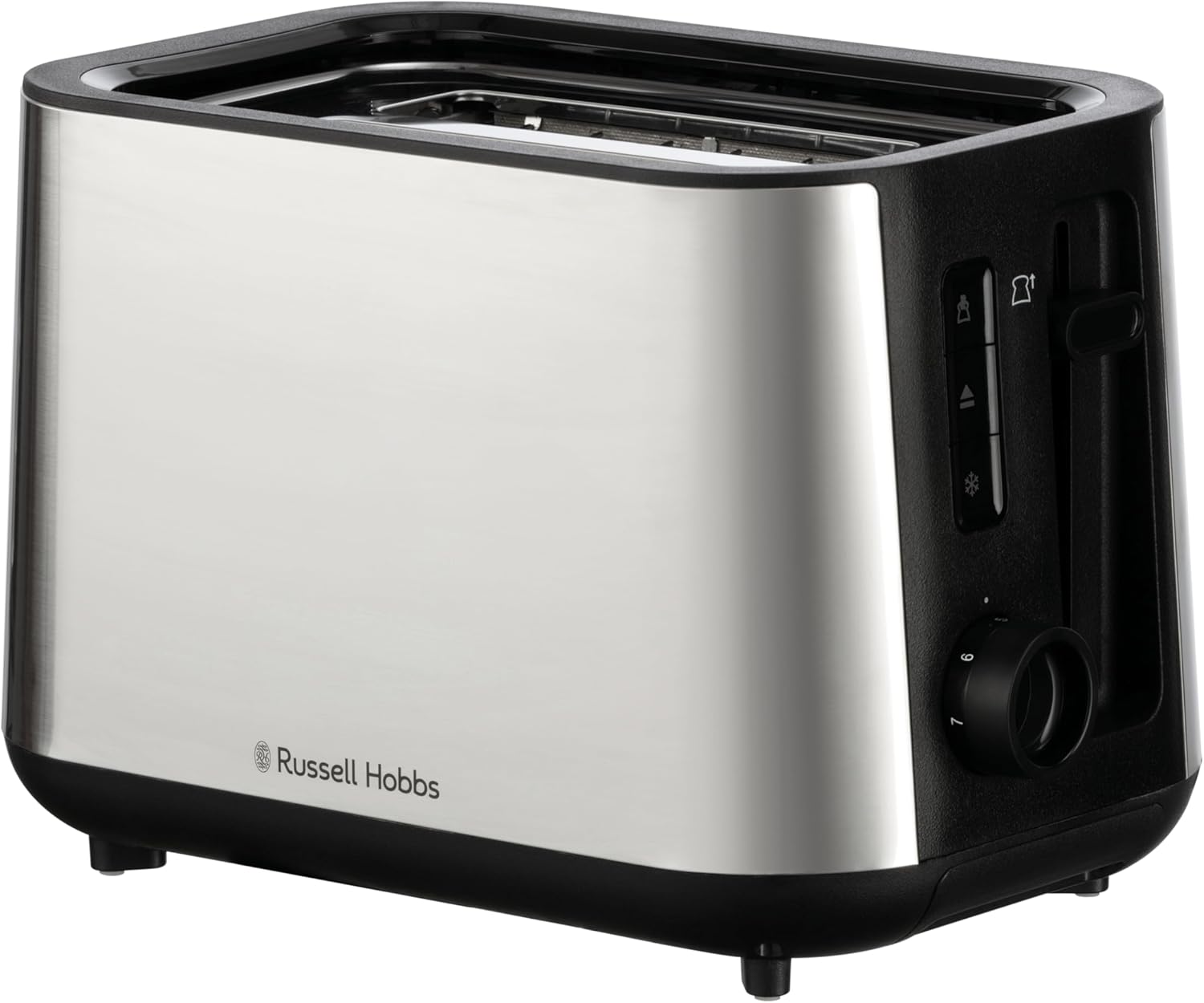 Russell Hobbs Toaster 2 Slice (Extra Wide slots, 6 Browning levels, High-Lift, Frozen, Reheat & Cancel function, Lift & Look, Removable crumb tray, Brushed stainless steel) Classics 27390-0