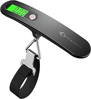 Luggage Scale MYCARBON Portable Digital Scale Electronic Suitcase Scale Hanging Scales Luggage Weighing Scale 110 Pound / 50 Killogram Capacity With Backlit With Tare Function (Black)