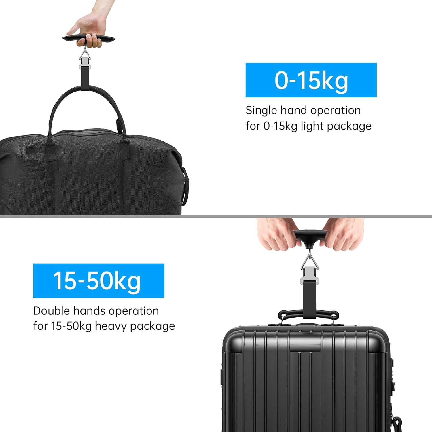 Luggage Scale MYCARBON Portable Digital Scale Electronic Suitcase Scale Hanging Scales Luggage Weighing Scale 110 Pound / 50 Killogram Capacity With Backlit With Tare Function (Black)-3