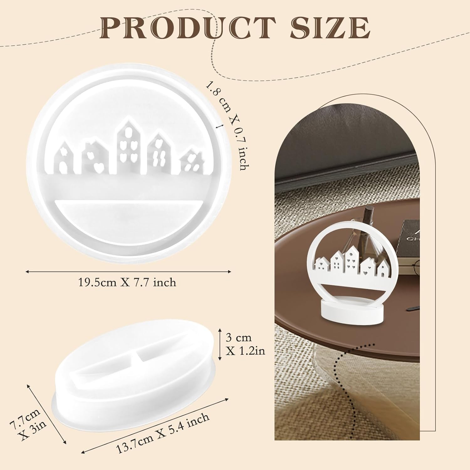 Silicone Mould House, Handmade Round House Candle Molds Mold, Candle Moulds for DIY Casting, Architectural Design Casting Plaster Ornament Mold, House Construction Mould for Halloween Decorations-1