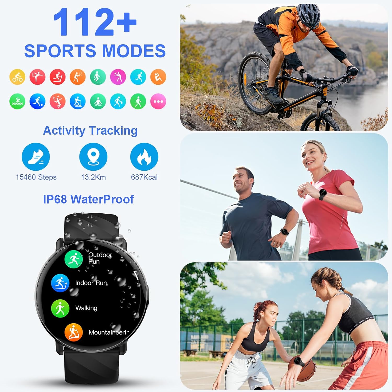 OWMSIC Smart Watch for Men Women Answer/Make Calls, 1.39" HD Full Touch Screen Smart Watches with Heart Rate Sleep Monitor, Fitness Tracker,112+ Sports Modes,IP68 Waterproof Smartwatch for Android iOS-3