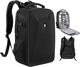 K&F Concept Camera Backpack,Hardshell DSLR Photography Camera Bag with 15-15.6 Inch Laptop Compartment Waterproof Camera Case Compatible for Canon/Nikon/Sony/DJI Mavic Drone (Black-02)