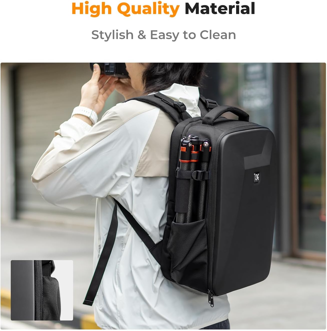 K&F Concept Camera Backpack,Hardshell DSLR Photography Camera Bag with 15-15.6 Inch Laptop Compartment Waterproof Camera Case Compatible for Canon/Nikon/Sony/DJI Mavic Drone (Black-02)-6