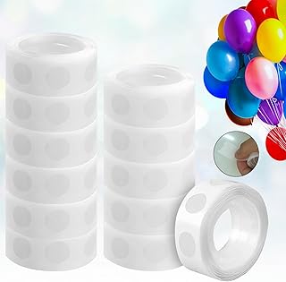 CYZBL 1200Pcs Balloon Glue Dots Double Sided, 12 Rolls Removable Adhesive Point Tape, Transparent Adhesive Sticky Dot Tapes Points, Extra Strong Glue Dots Double Sided for Birthdays Wedding Parties