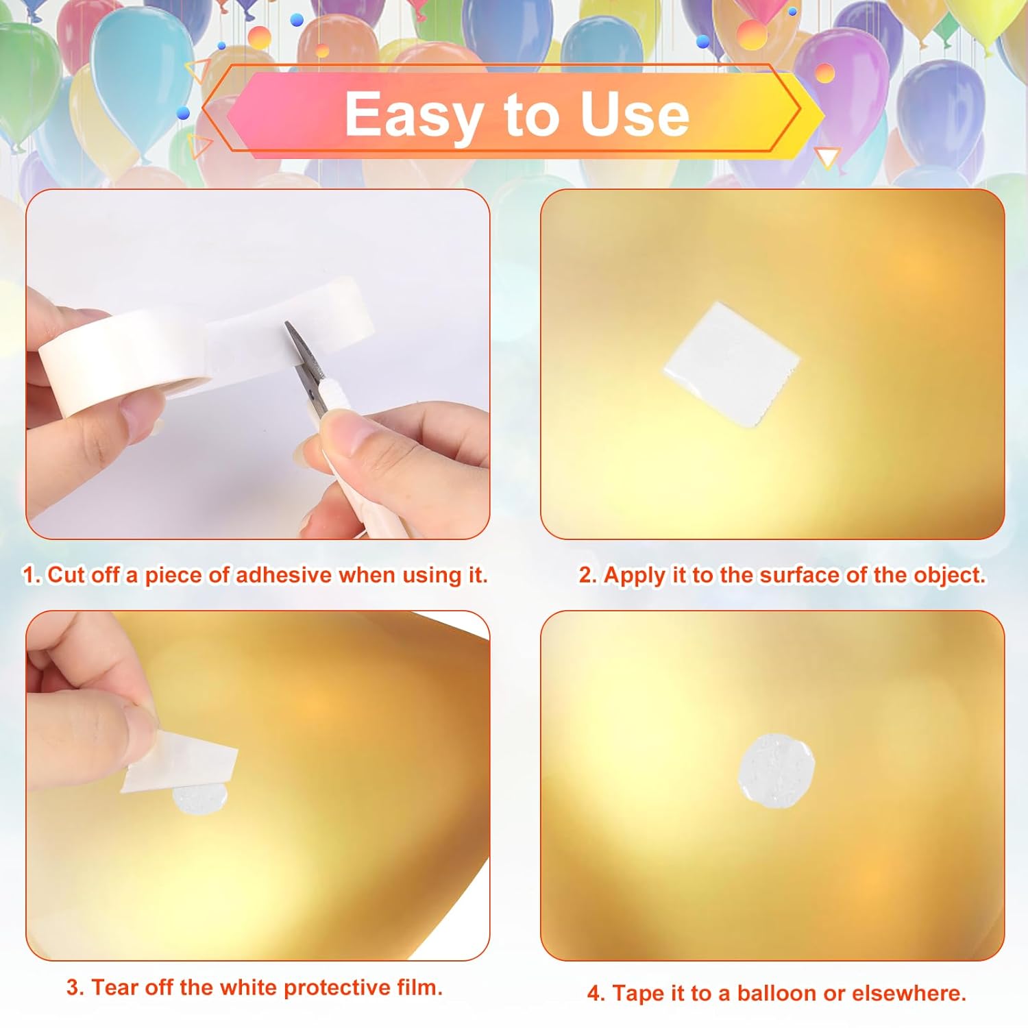 CYZBL 1200Pcs Balloon Glue Dots Double Sided, 12 Rolls Removable Adhesive Point Tape, Transparent Adhesive Sticky Dot Tapes Points, Extra Strong Glue Dots Double Sided for Birthdays Wedding Parties-3