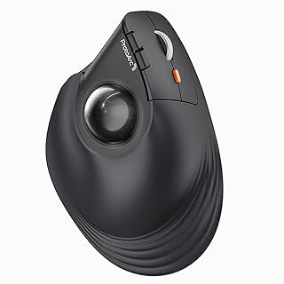 ProtoArc Vertical Wireless Trackball Mouse, EM05 Bluetooth Ergonomic Rollerball Mouse Rechargeable Computer Laptop Thumb Mouse, 3 Device Connection, Compatible with iPad, Mac, Windows PC