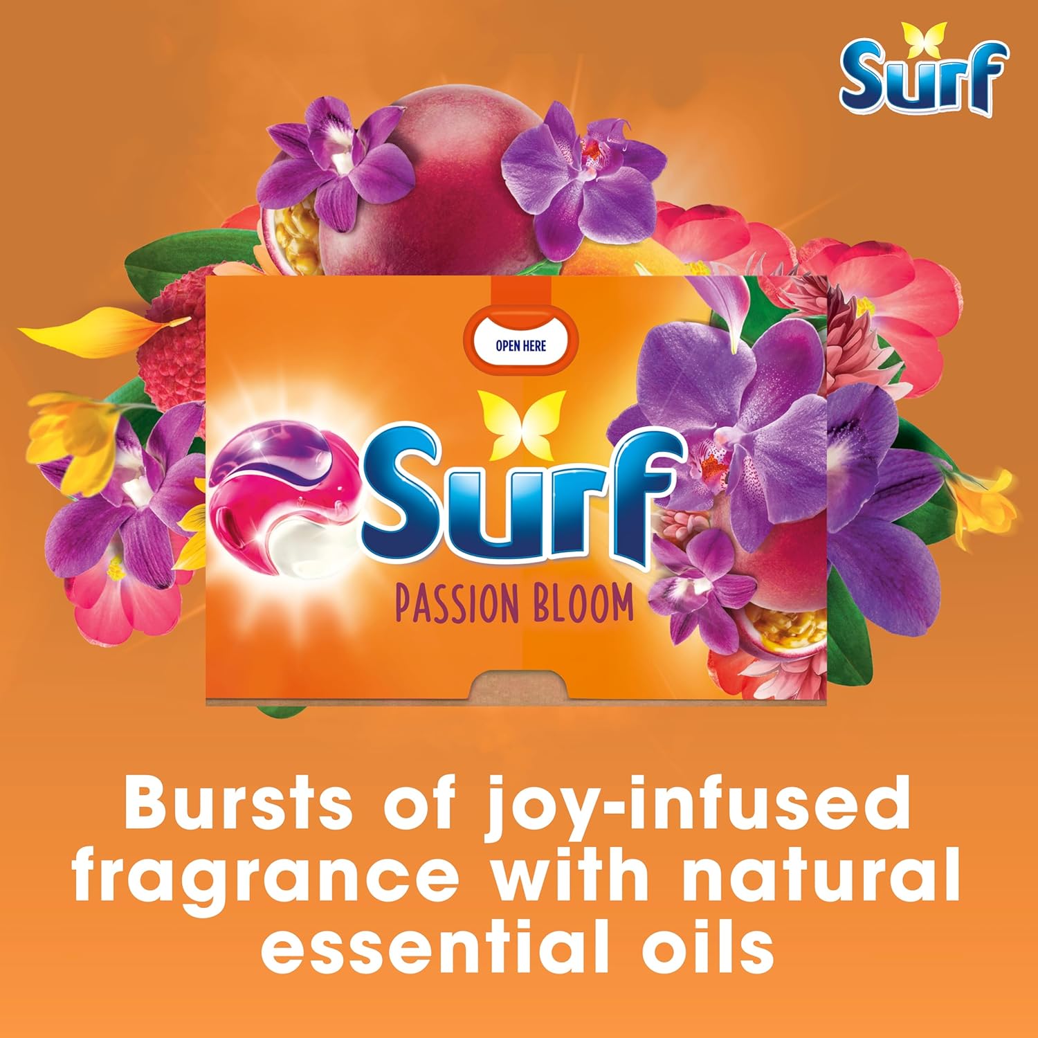 Surf 3 in 1 Passion Bloom Laundry Washing Detergent Capsules 78 washes (3x 26 capsules) joy-infused fragrance with natural essential oil lasting up to 12 hours in wear for brilliantly clean results-4