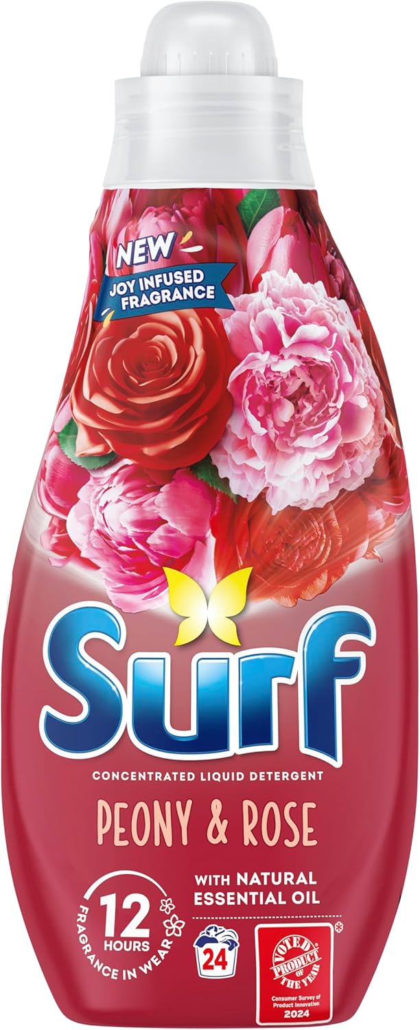 Surf Peony & Rose Laundry Washing with a joy-infused fragrance & natural essential oil lasting up to 12 hours in wear Liquid Detergent for brilliantly clean results 24 washes-0