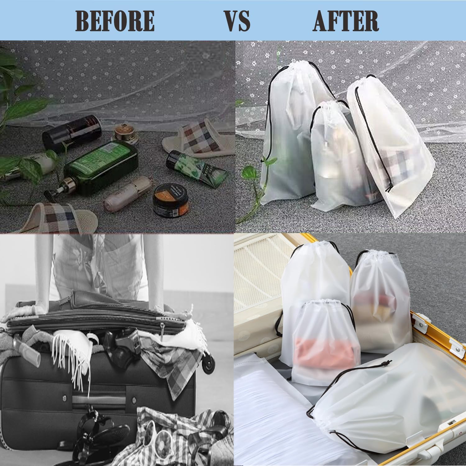 20Pack Shoe Bags for Travel,30 * 40CM Clear Drawstring Travel Shoe Bags for Packing, Waterproof Dustproof Portable Travel Shoe Storage Bag with Rope for Men and Women-5