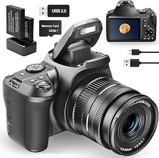 NBD 4K Digital Camera with 40X Zoom，64MP DSLR Camera for Photography Beginners，Autofocus 1080P HD Vlogging Camera with EIS，32GB SD Card，2 Batteries (W2)